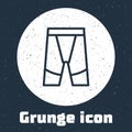 Grunge line Cycling shorts icon isolated on grey background. Monochrome vintage drawing. Vector