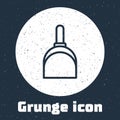 Grunge line Dustpan icon isolated on grey background. Cleaning scoop services. Monochrome vintage drawing. Vector