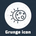 Grunge line Eclipse of the sun icon isolated on grey background. Total sonar eclipse. Monochrome vintage drawing. Vector