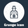 Grunge line Fisherman icon isolated on grey background. Monochrome vintage drawing. Vector Royalty Free Stock Photo