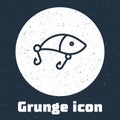 Grunge line Fishing lure icon isolated on grey background. Fishing tackle. Monochrome vintage drawing. Vector Royalty Free Stock Photo