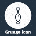 Grunge line Fishing spoon icon isolated on grey background. Fishing baits in shape of fish. Fishing tackle. Monochrome Royalty Free Stock Photo