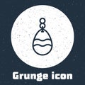 Grunge line Fishing spoon icon isolated on grey background. Fishing baits in shape of fish. Fishing tackle. Monochrome Royalty Free Stock Photo