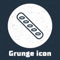 Grunge line French baguette bread icon isolated on grey background. Monochrome vintage drawing. Vector Royalty Free Stock Photo