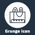 Grunge line French baguette bread icon isolated on grey background. Monochrome vintage drawing. Vector Royalty Free Stock Photo