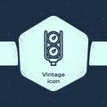 Grunge line Gauge scale icon isolated on blue background. Satisfaction, temperature, manometer, risk, rating