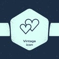 Grunge line Heart icon isolated on blue background. Romantic symbol linked, join, passion and wedding. Valentine day