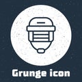 Grunge line Hockey helmet icon isolated on grey background. Monochrome vintage drawing. Vector Royalty Free Stock Photo