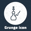 Grunge line Hookah icon isolated on grey background. Monochrome vintage drawing. Vector