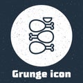 Grunge line Indian traditional food Tandoori chicken icon isolated on grey background. Monochrome vintage drawing