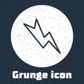 Grunge line Lightning bolt icon isolated on grey background. Flash sign. Charge flash icon. Thunder bolt. Lighting Royalty Free Stock Photo