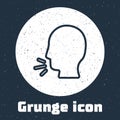 Grunge line Man coughing icon isolated on grey background. Viral infection, influenza, flu, cold symptom. Tuberculosis