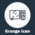 Grunge line Microwave oven icon isolated on grey background. Home appliances icon. Monochrome vintage drawing. Vector