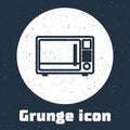 Grunge line Microwave oven icon isolated on grey background. Home appliances icon. Monochrome vintage drawing. Vector