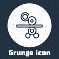 Grunge line Paper roll of a printing press icon isolated on grey background. Monochrome vintage drawing. Vector Royalty Free Stock Photo