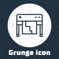 Grunge line Plotter icon isolated on grey background. Large format multifunction printer. Polygraphy, printshop service