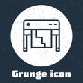 Grunge line Plotter icon isolated on grey background. Large format multifunction printer. Polygraphy, printshop service Royalty Free Stock Photo