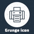 Grunge line Printer icon isolated on grey background. Monochrome vintage drawing. Vector Royalty Free Stock Photo