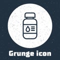 Grunge line Printer ink bottle icon isolated on grey background. Monochrome vintage drawing. Vector Royalty Free Stock Photo