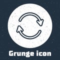 Grunge line Refresh icon isolated on grey background. Reload symbol. Rotation arrows in a circle sign. Monochrome Royalty Free Stock Photo