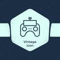 Grunge line Remote control icon isolated on blue background. Monochrome vintage drawing. Vector Royalty Free Stock Photo
