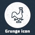 Grunge line Rooster weather vane icon isolated on grey background. Weathercock sign. Windvane rooster. Monochrome