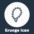 Grunge line Rosary beads religion icon isolated on grey background. Monochrome vintage drawing. Vector Royalty Free Stock Photo