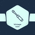 Grunge line Screwdriver icon isolated on blue background. Service tool symbol. Monochrome vintage drawing. Vector