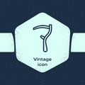 Grunge line Scythe icon isolated on blue background. Happy Halloween party. Monochrome vintage drawing. Vector