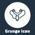 Grunge line Slingshot icon isolated on grey background. Monochrome vintage drawing. Vector