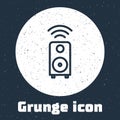 Grunge line Smart stereo speaker system icon isolated on grey background. Sound system speakers. Internet of things Royalty Free Stock Photo