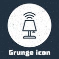 Grunge line Smart table lamp system icon isolated on grey background. Internet of things concept with wireless