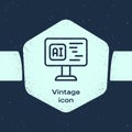Grunge line Software, web developer programming code icon isolated on blue background. Javascript computer script random Royalty Free Stock Photo