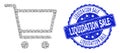 Grunge Liquidation Sale Round Seal and Recursive Shopping Cart Icon Collage