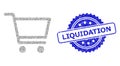 Grunge Liquidation Stamp and Recursive Shopping Cart Icon Composition