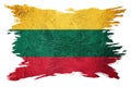 Grunge Lithuania flag. Lithuanian flag with grunge texture. Brush stroke