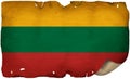 Lithuania Flag On Old Paper