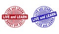 Grunge LIVE AND LEARN Textured Round Stamp Seals