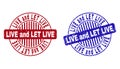 Grunge LIVE AND LET LIVE Scratched Round Stamps