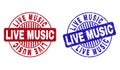 Grunge LIVE MUSIC Textured Round Stamps