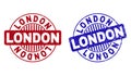 Grunge LONDON Scratched Round Stamp Seals Royalty Free Stock Photo