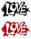 Grunge Love Ink Splatter Logos or Banners Royalty Free Stock Photo