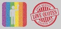 Scratched Love Quotes Stamp and Mosaic Man Fist Up Stencil for LGBT