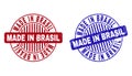 Grunge MADE IN BRASIL Scratched Round Stamp Seals Royalty Free Stock Photo