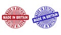 Grunge MADE IN BRITAIN Scratched Round Stamp Seals Royalty Free Stock Photo