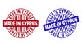 Grunge MADE IN CYPRUS Scratched Round Stamp Seals Royalty Free Stock Photo