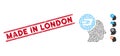 Grunge Made in London Line Seal and Collage Dash Thinking Head Icon Royalty Free Stock Photo