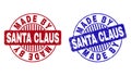 Grunge MADE BY SANTA CLAUS Textured Round Stamp Seals Royalty Free Stock Photo