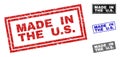 Grunge MADE IN THE U.S. Scratched Rectangle Stamp Seals Royalty Free Stock Photo