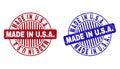 Grunge MADE IN U.S.A. Scratched Round Stamp Seals Royalty Free Stock Photo